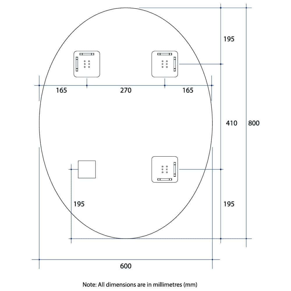 CO6080HND Oval Polished Edge Mirror with Demister