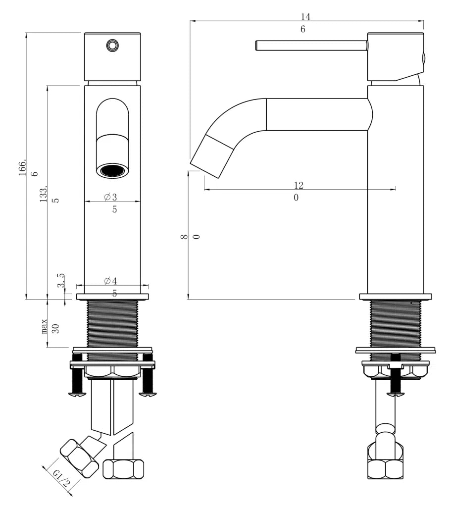 LVB Mica Basin Mixer – Curved Spout - Living Brass