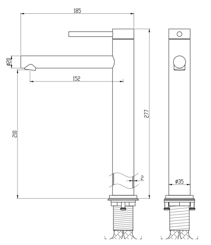 LVB Mica Tall Basin Mixer – Straight Spout - Living Brass
