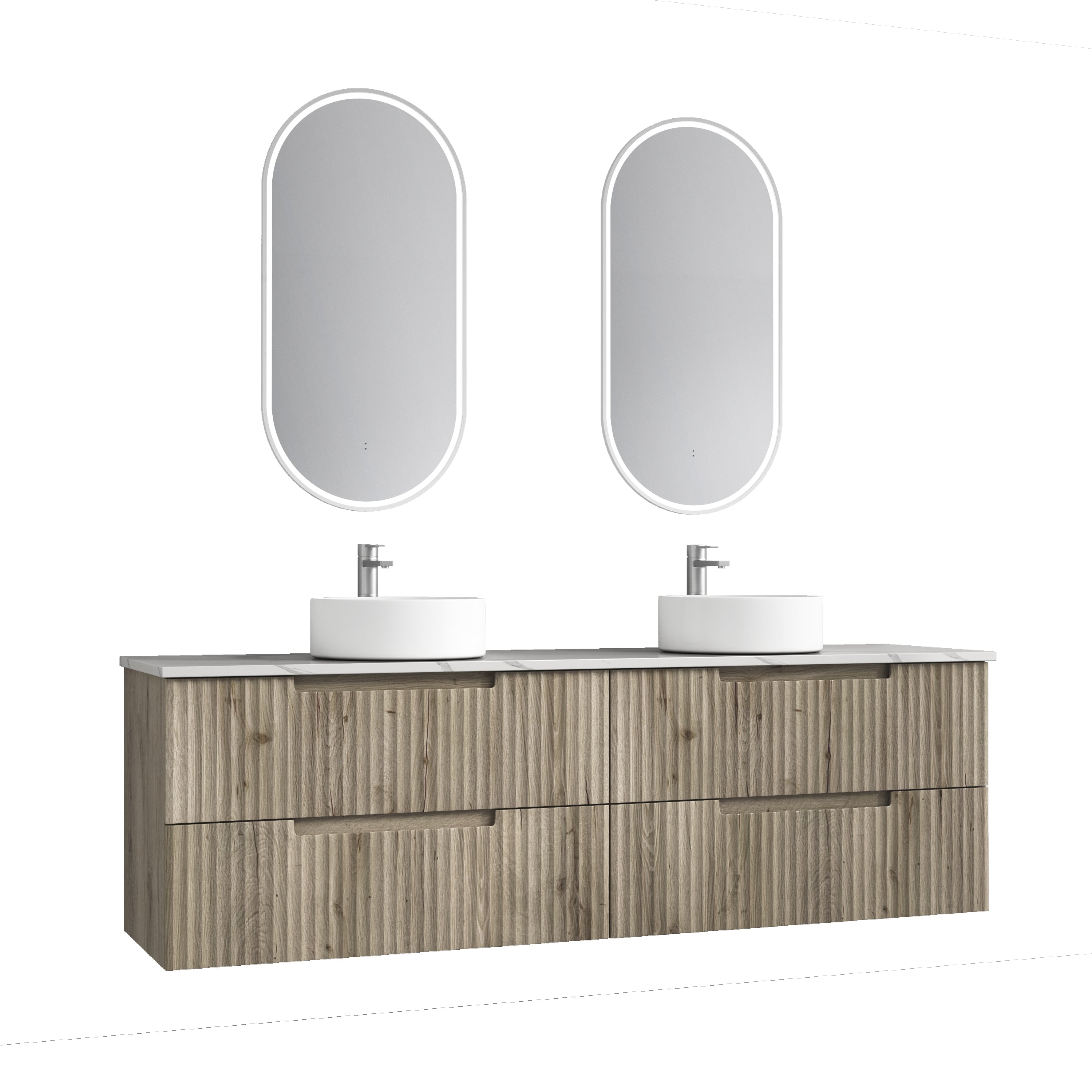 Tuscana Wall Hung Wave Groove Finger Pull Cabinet