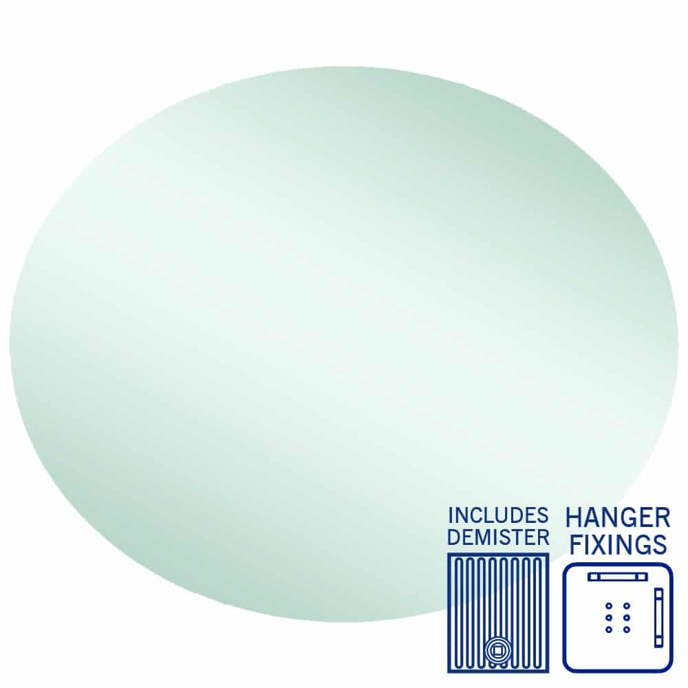 CO9075HND Oval Polished Edge Mirror with Demister