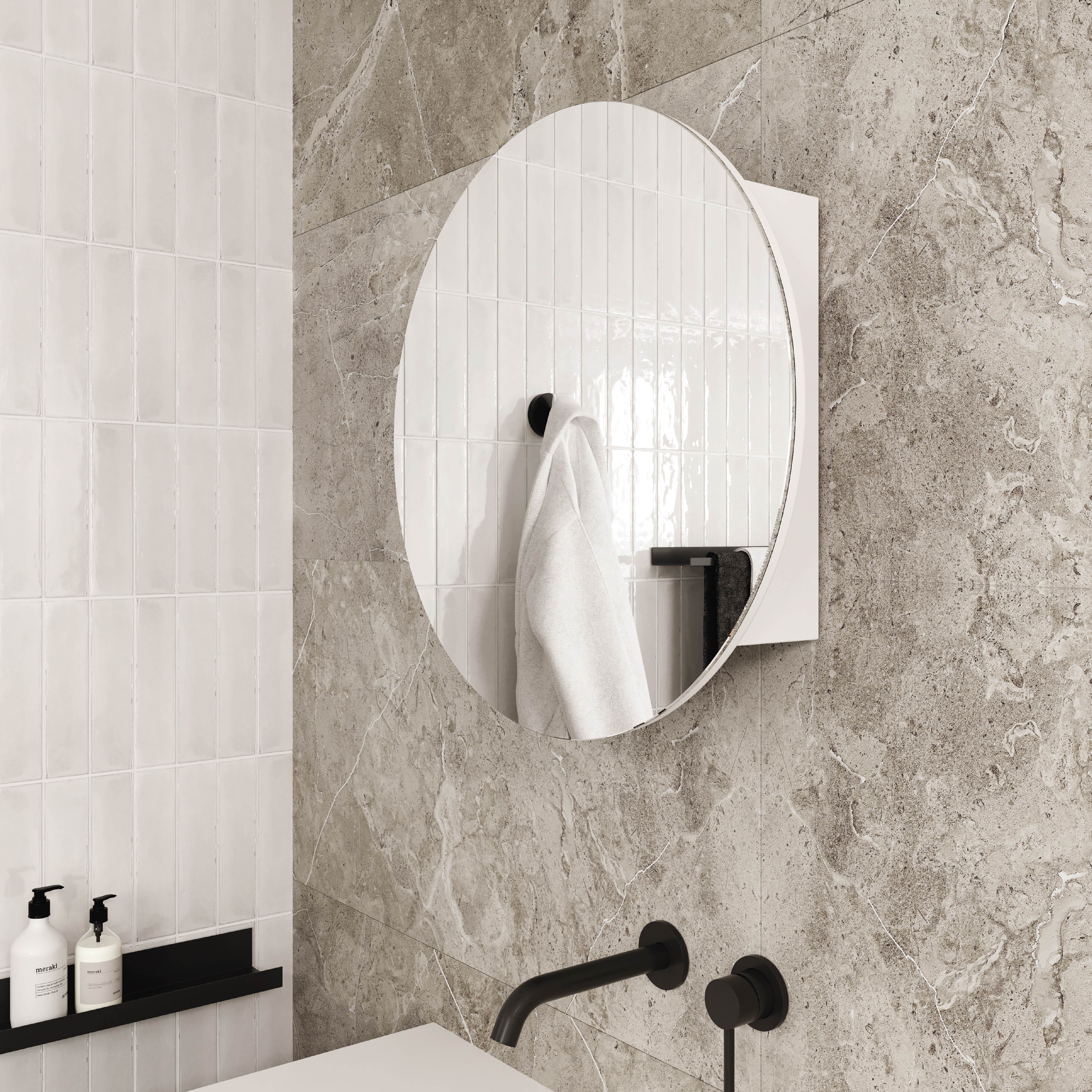 CR6060W Round White Mirror Cabinet