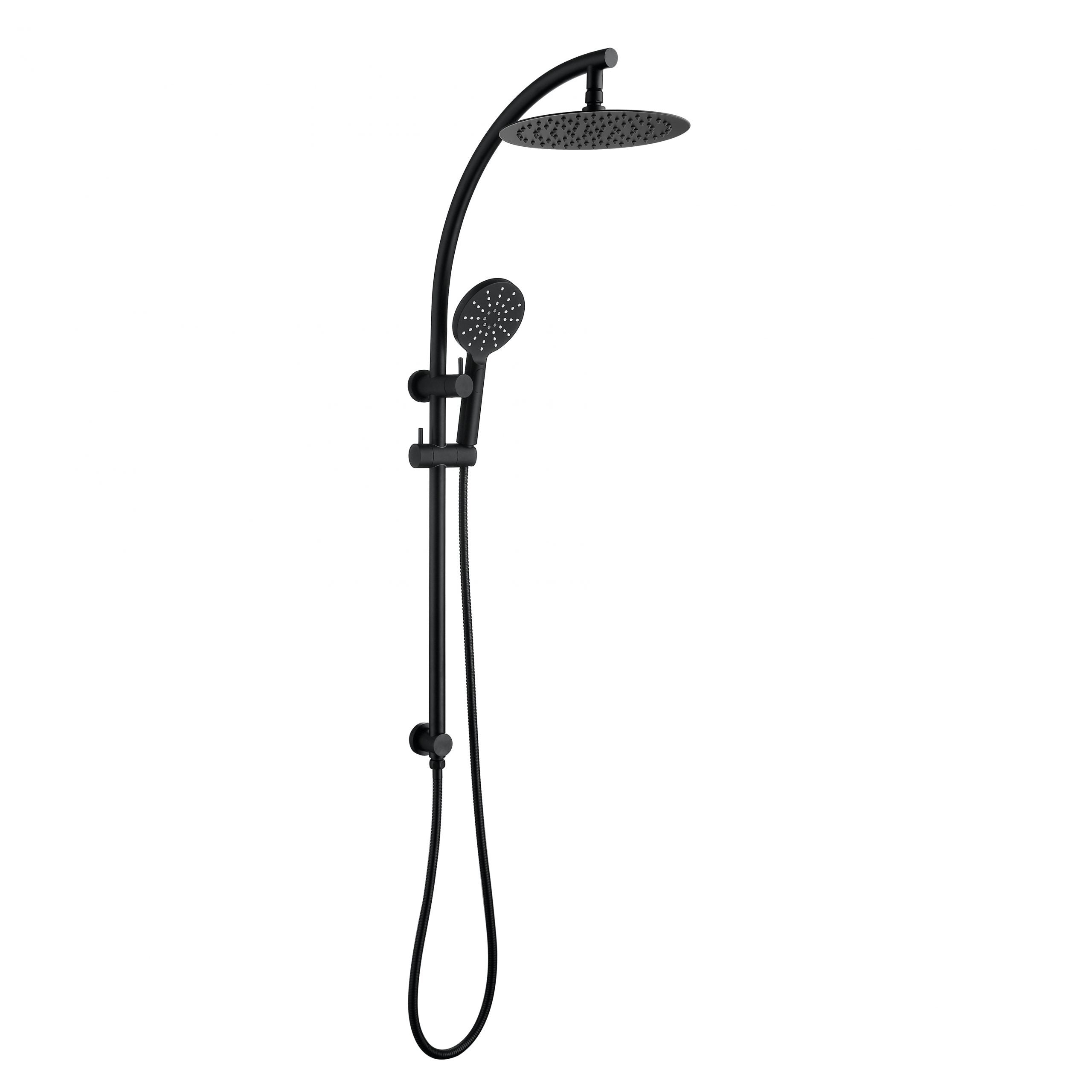 Dual Shower Rail with Rain Fall Head - 'Curved' Round