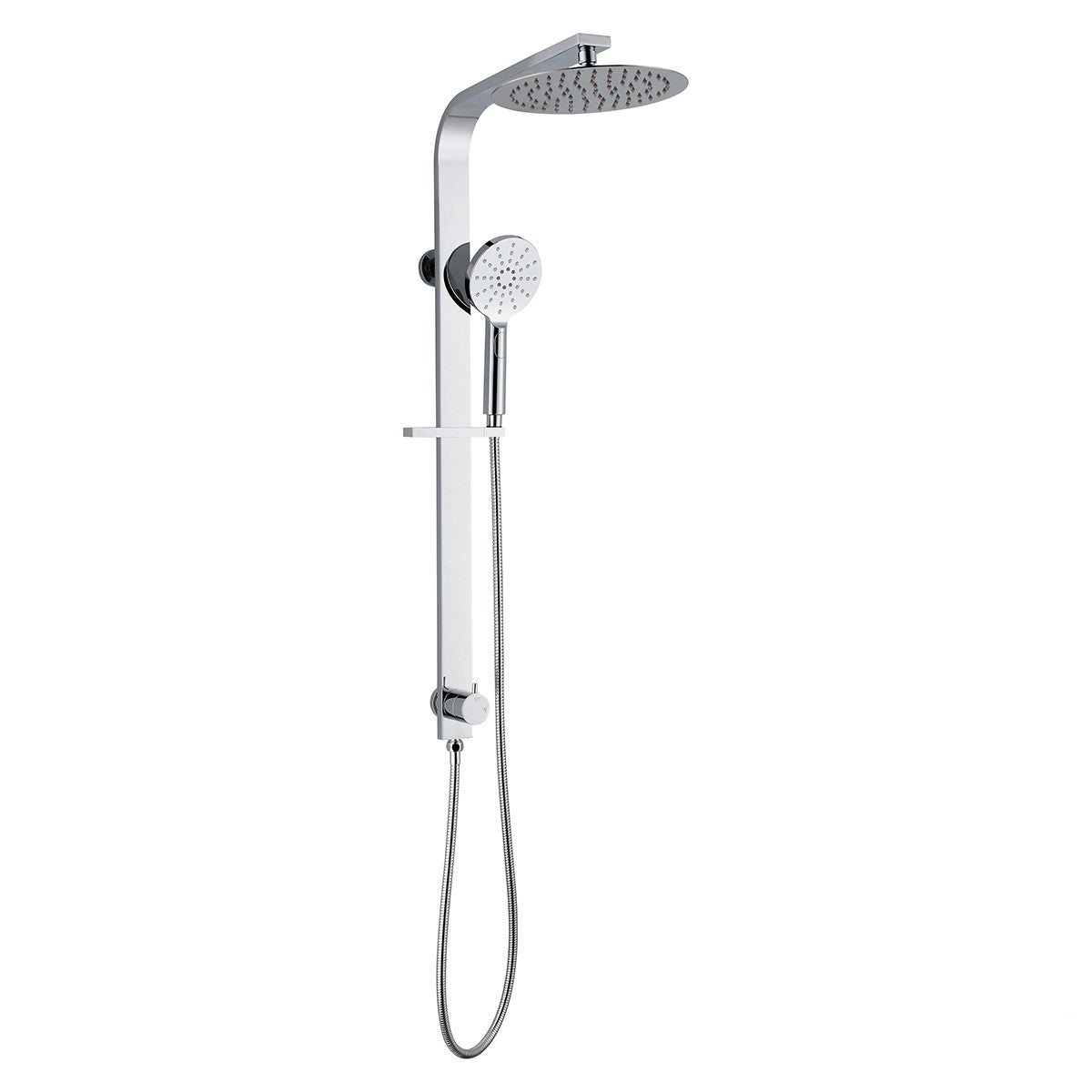 Dual Shower Rail with Rain Fall Head - 'Wide' Round