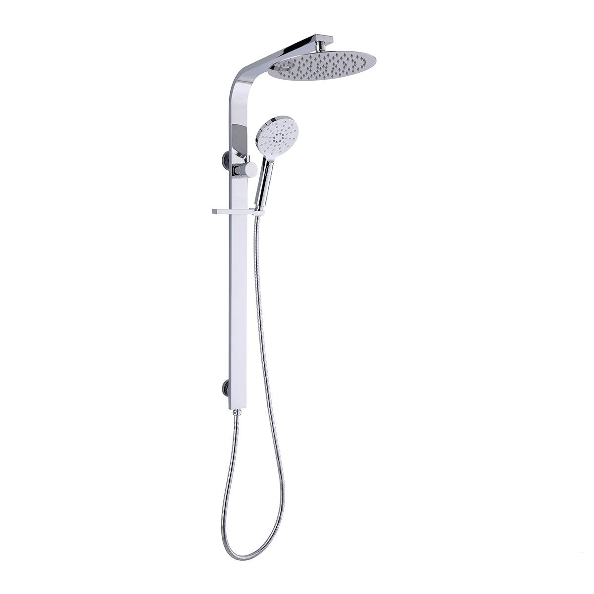Dual Shower Rail with Rain Fall Head - 'Wide' Round
