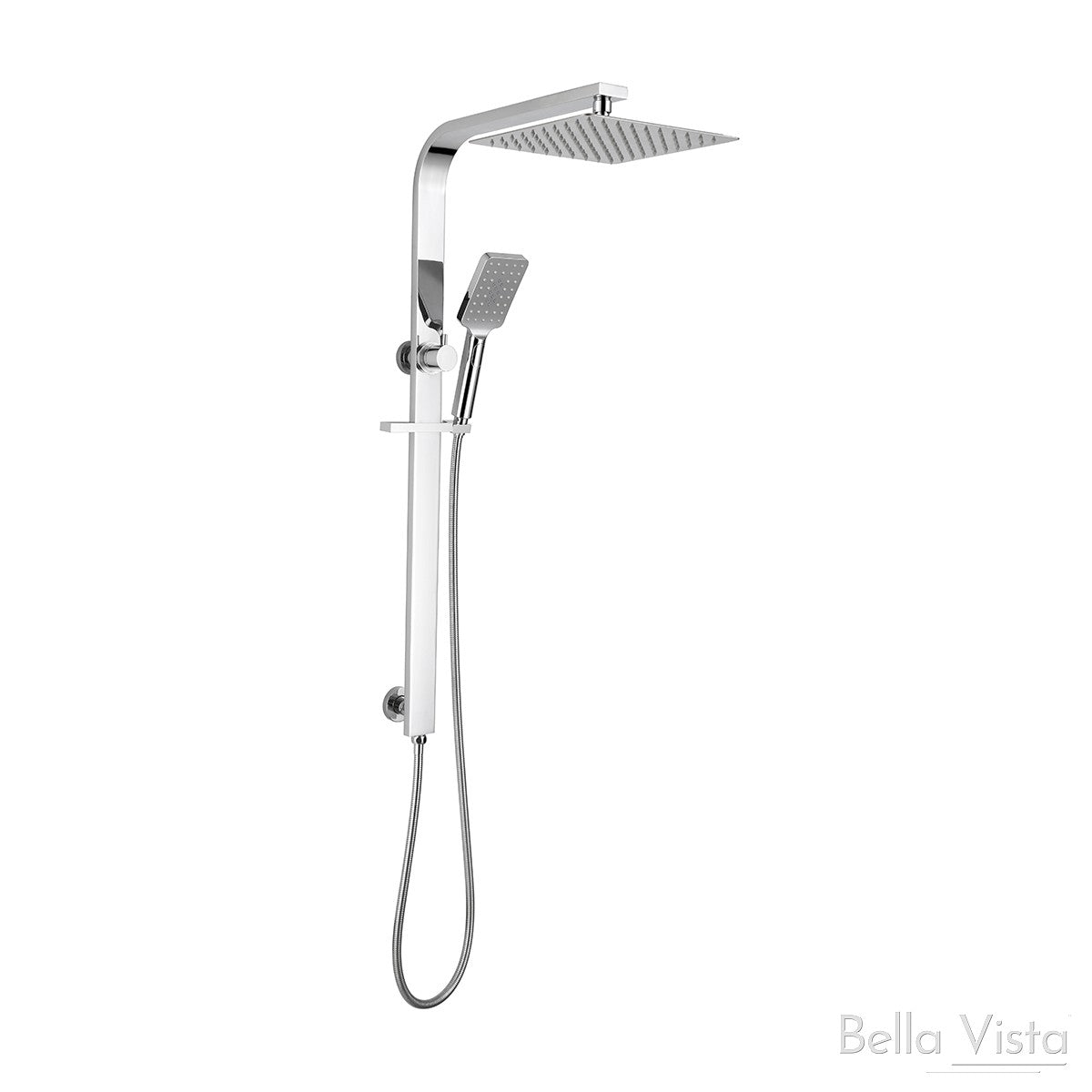 Dual Shower Rail with Rain Fall Head - 'Wide' Square