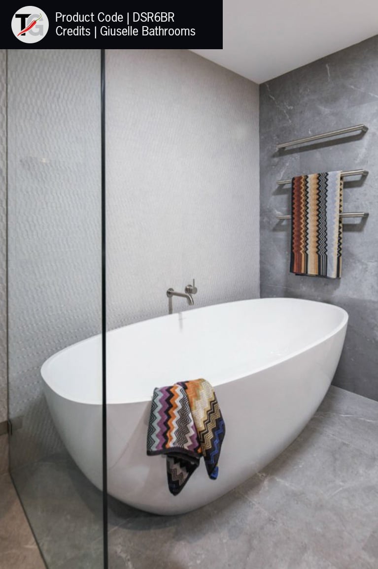 DSR6BR Round Brushed Single Bar Heated Towel Rail