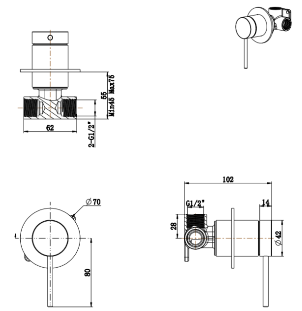 Mica Shower Mixer β TRIM KIT ONLY