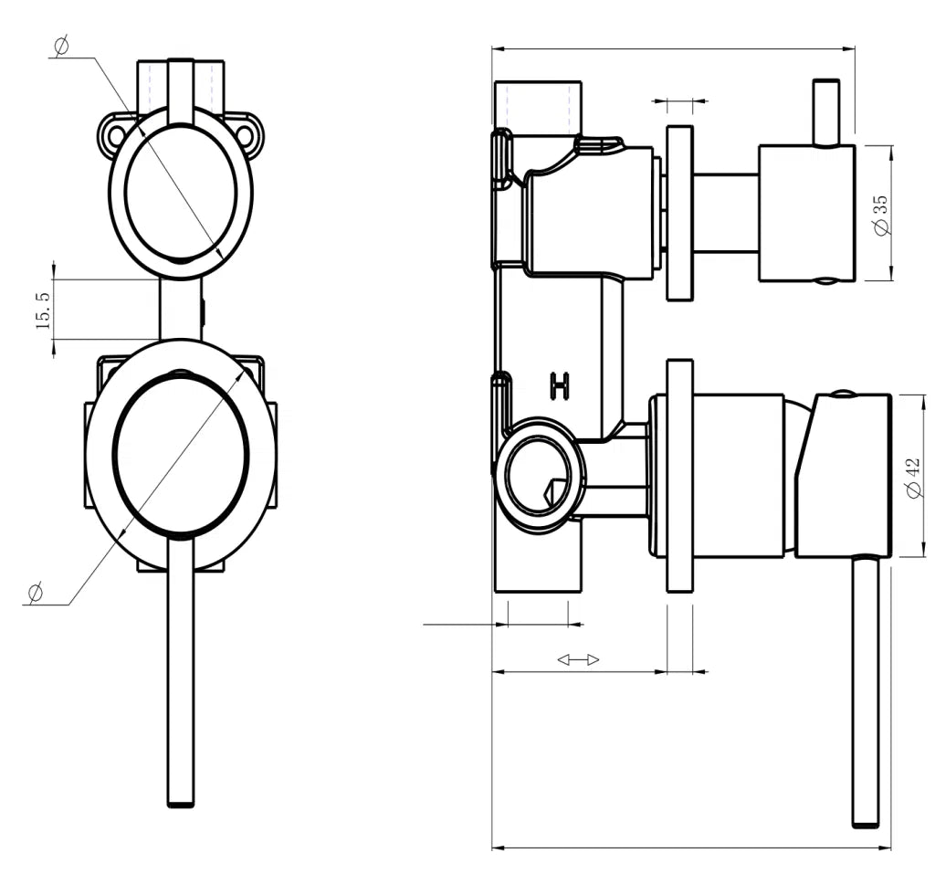 LVB Mica Shower Mixer Diverter β 2P - Living Brass
