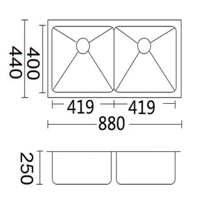 Luminare Sink 880 x 440mm β Double Bowl