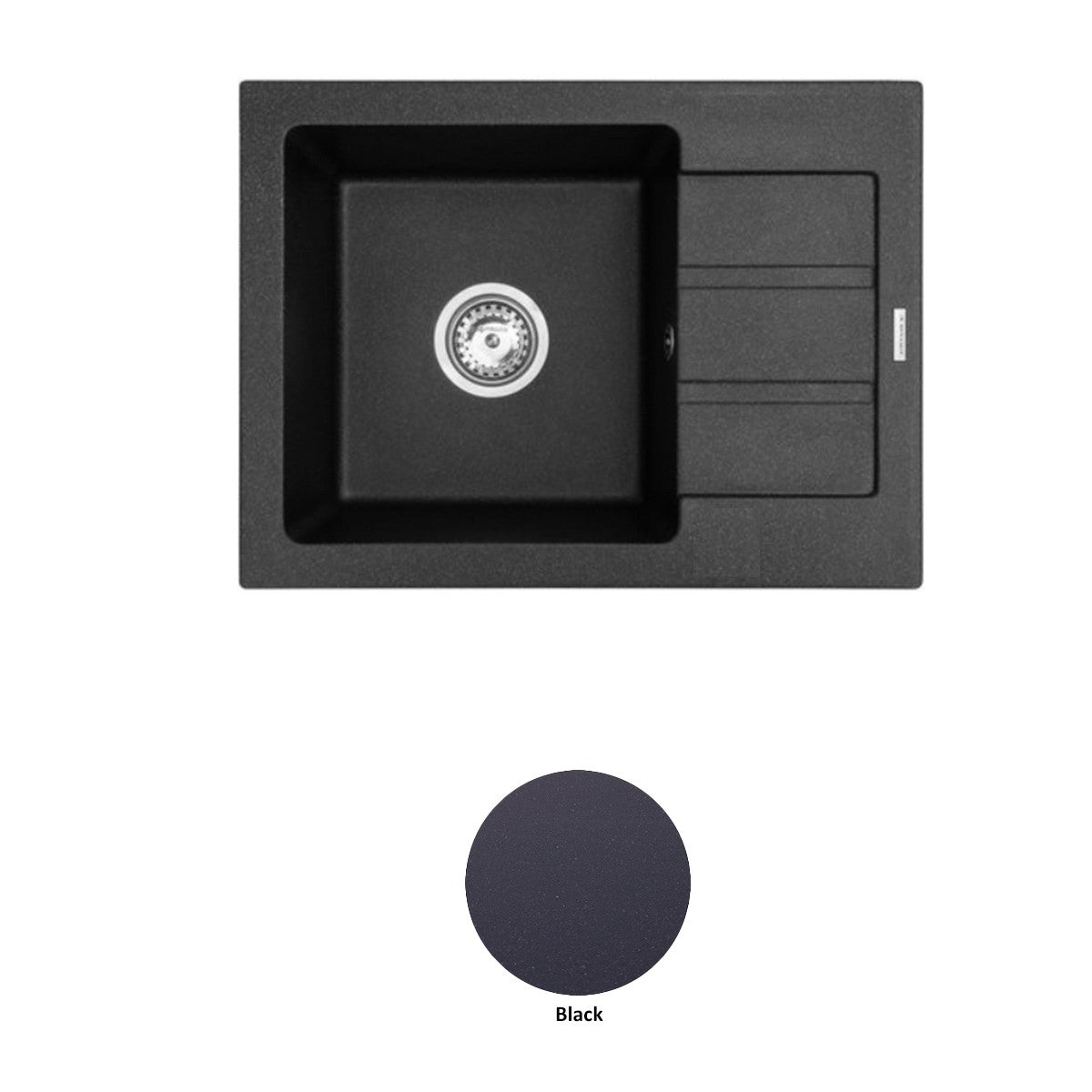 Pradus Single Bowl Black Kitchen Sink with Drainer