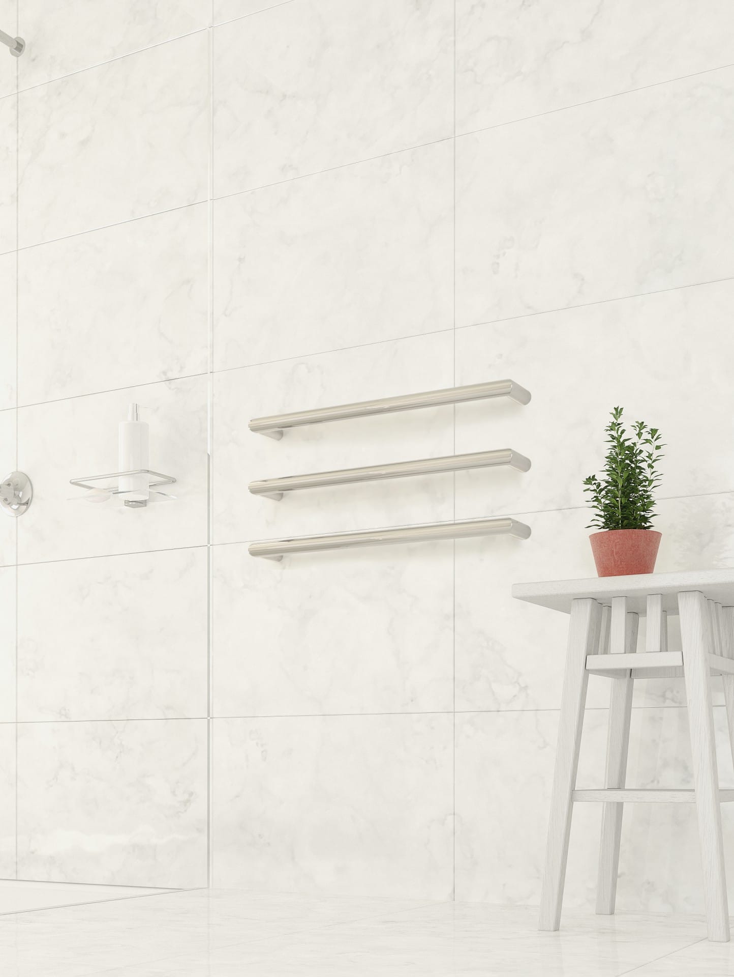 DSR6 Round Single Bar Polished Heated Towel Rail
