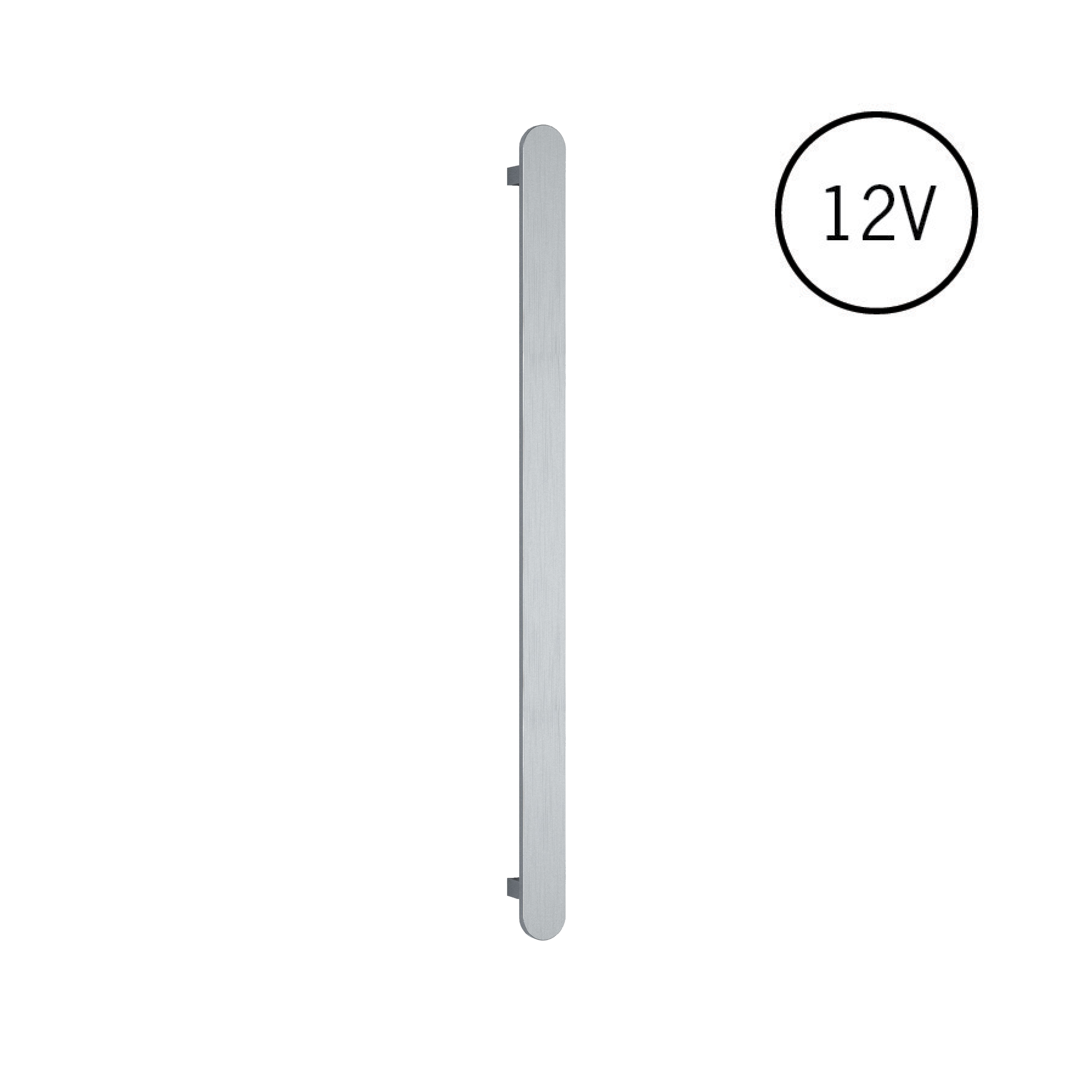 VP900 Flat Pill 12V Vertical Single Polished Heated Towel Rail