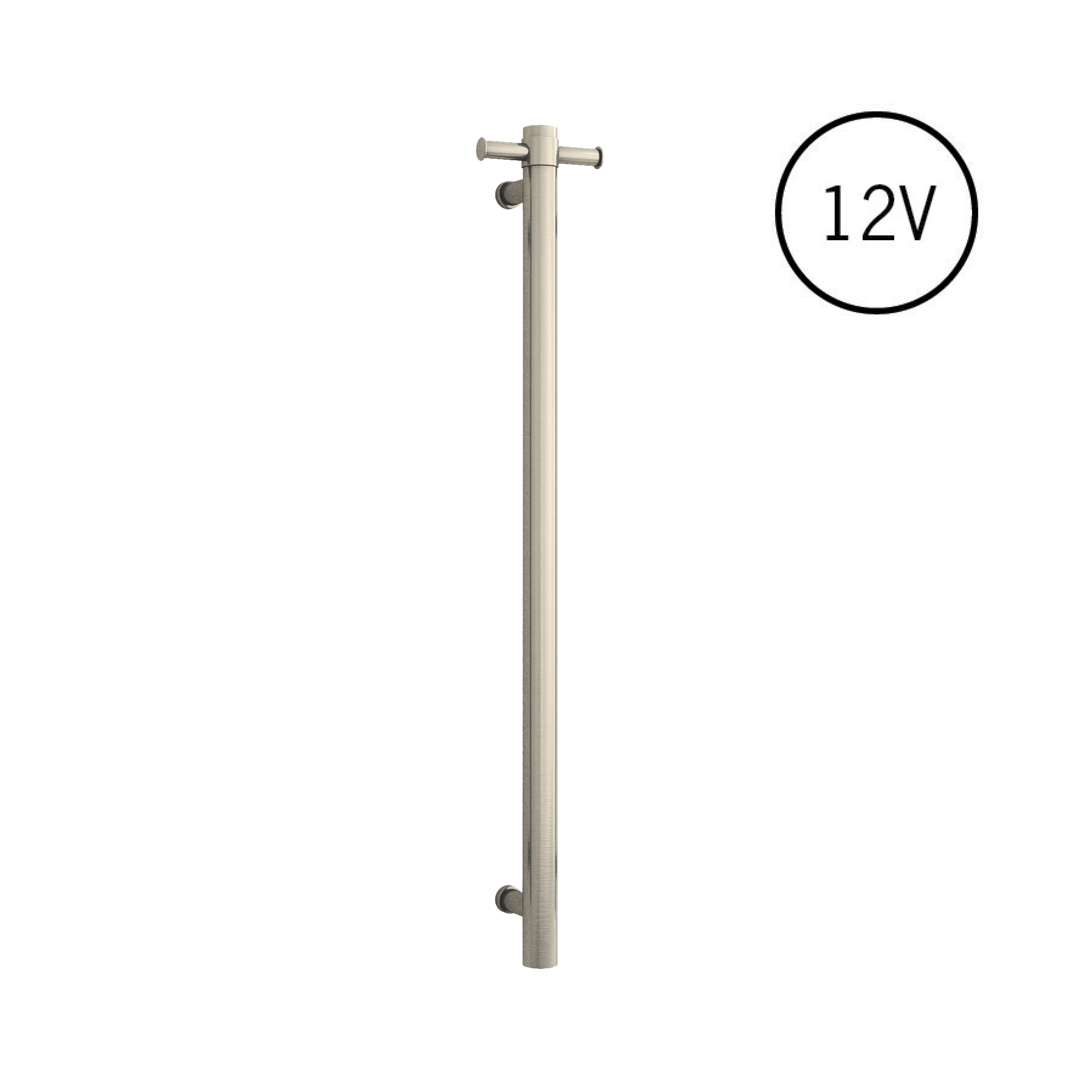 VS900H Straight Round Vertical Single Polished Heated Towel Rail