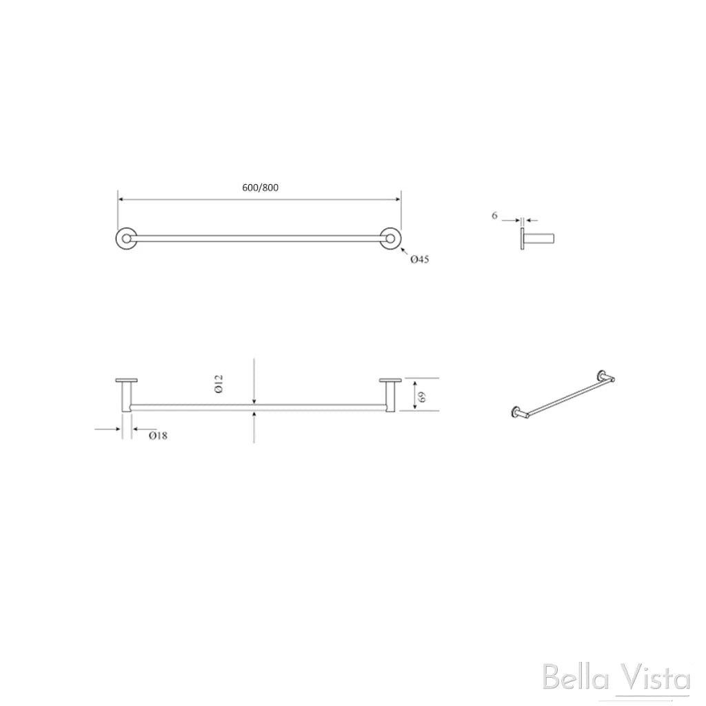 LVB Mica Single Towel Rail – 800mm
