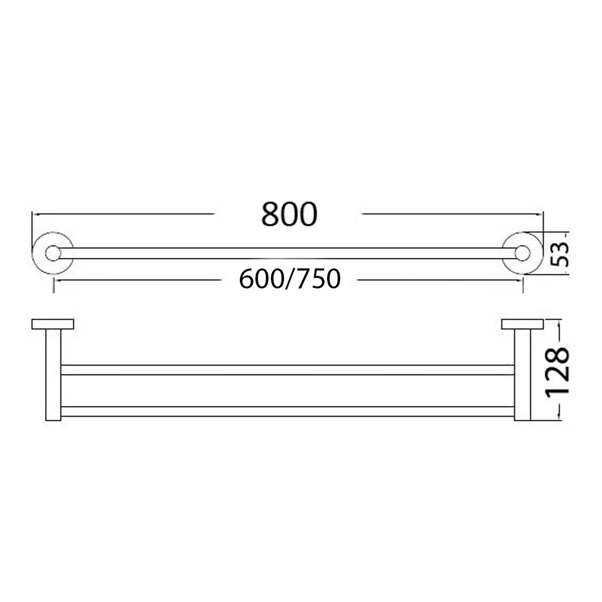 'NAXOS' - Double Towel Rail 600mm/ 750mm