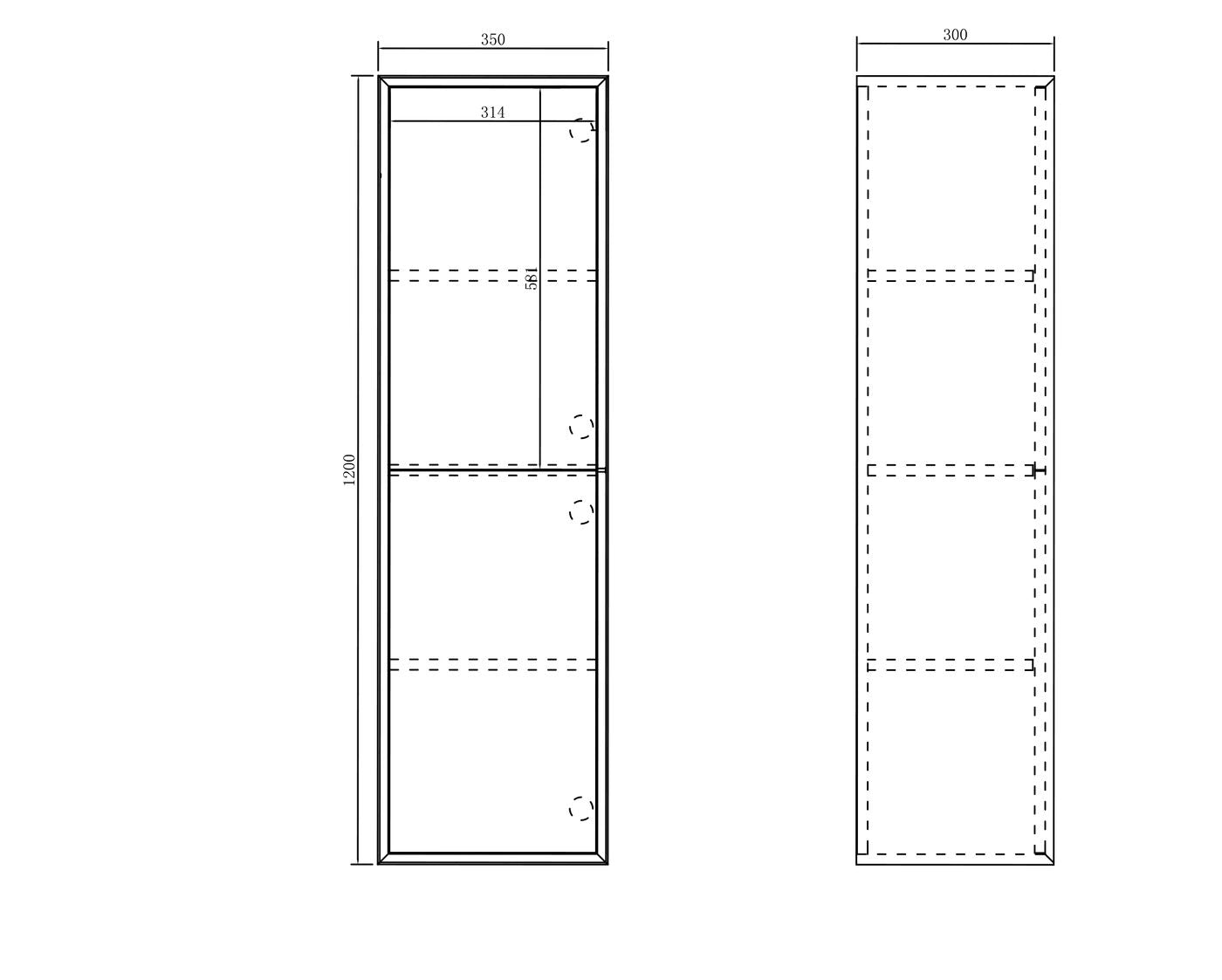 Noosa Tall Boy 350x300x1200 Matt White