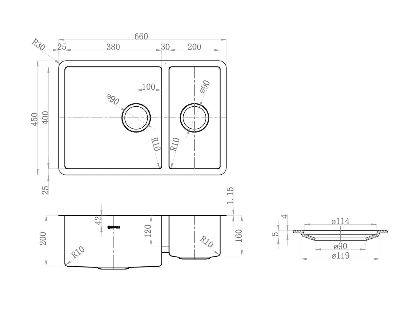 Arte Sink 66D 660x450x200