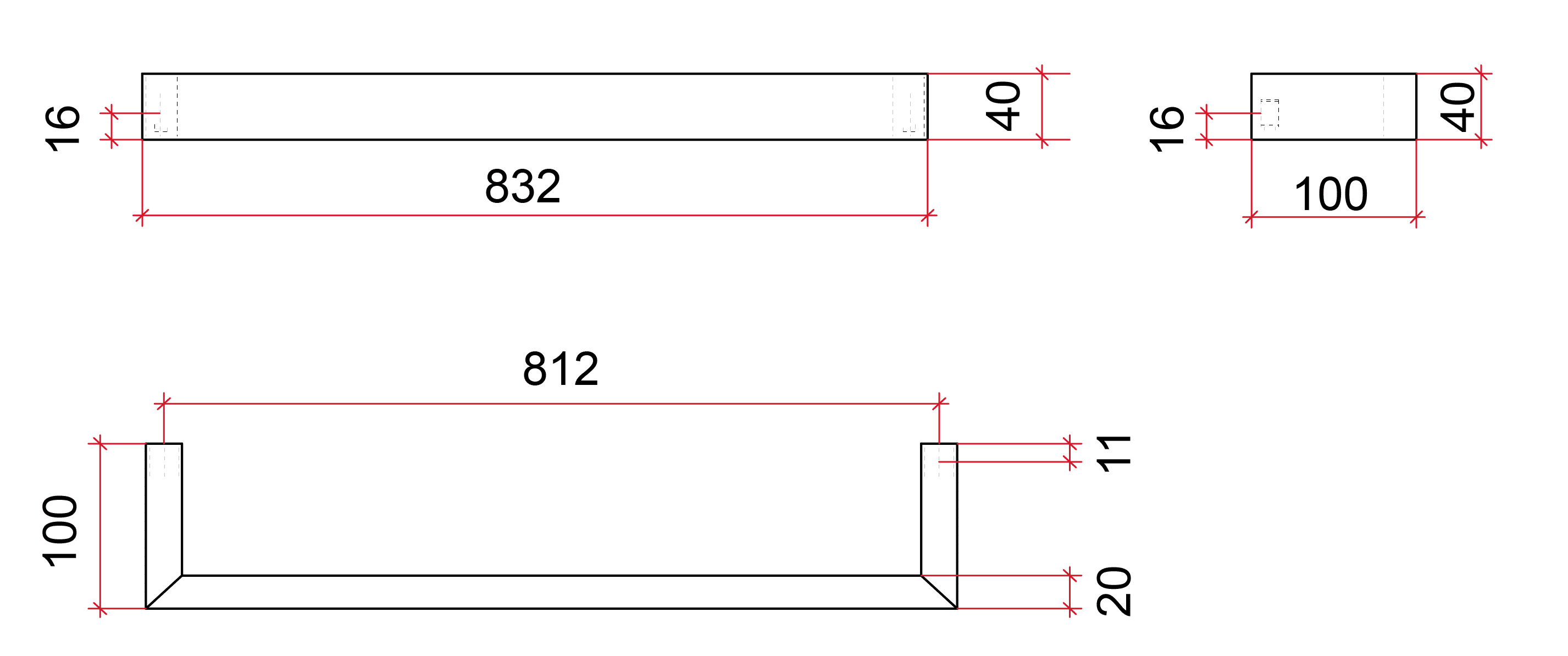 DSS8 Square Single Bar Polished Heated Towel Rail