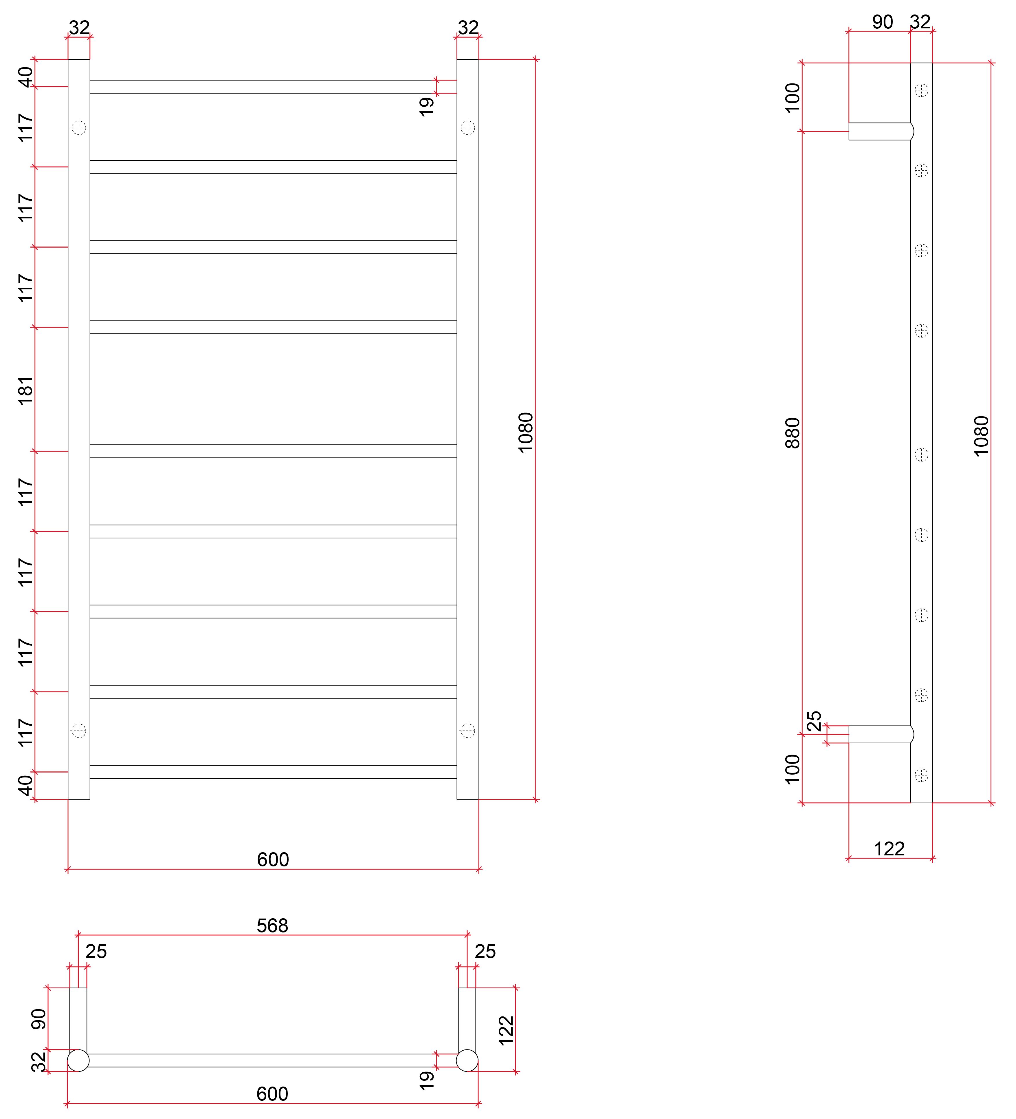BS46M Straight Round Polished Budget Ladder Heated Towel Rail