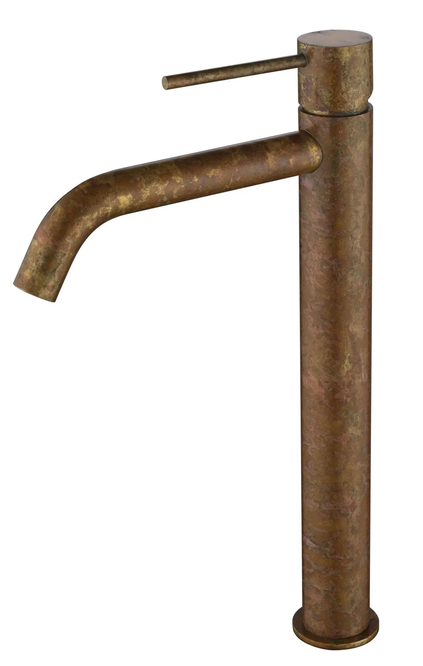 LVB Mica Tall Basin Mixer – Curved Spout - Living Brass