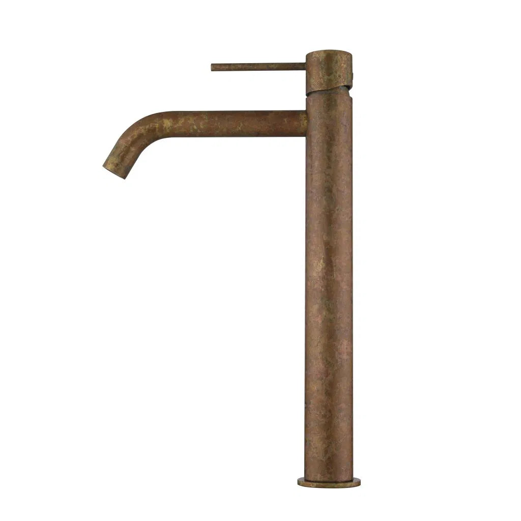 LVB Mica Tall Basin Mixer – Curved Spout - Living Brass