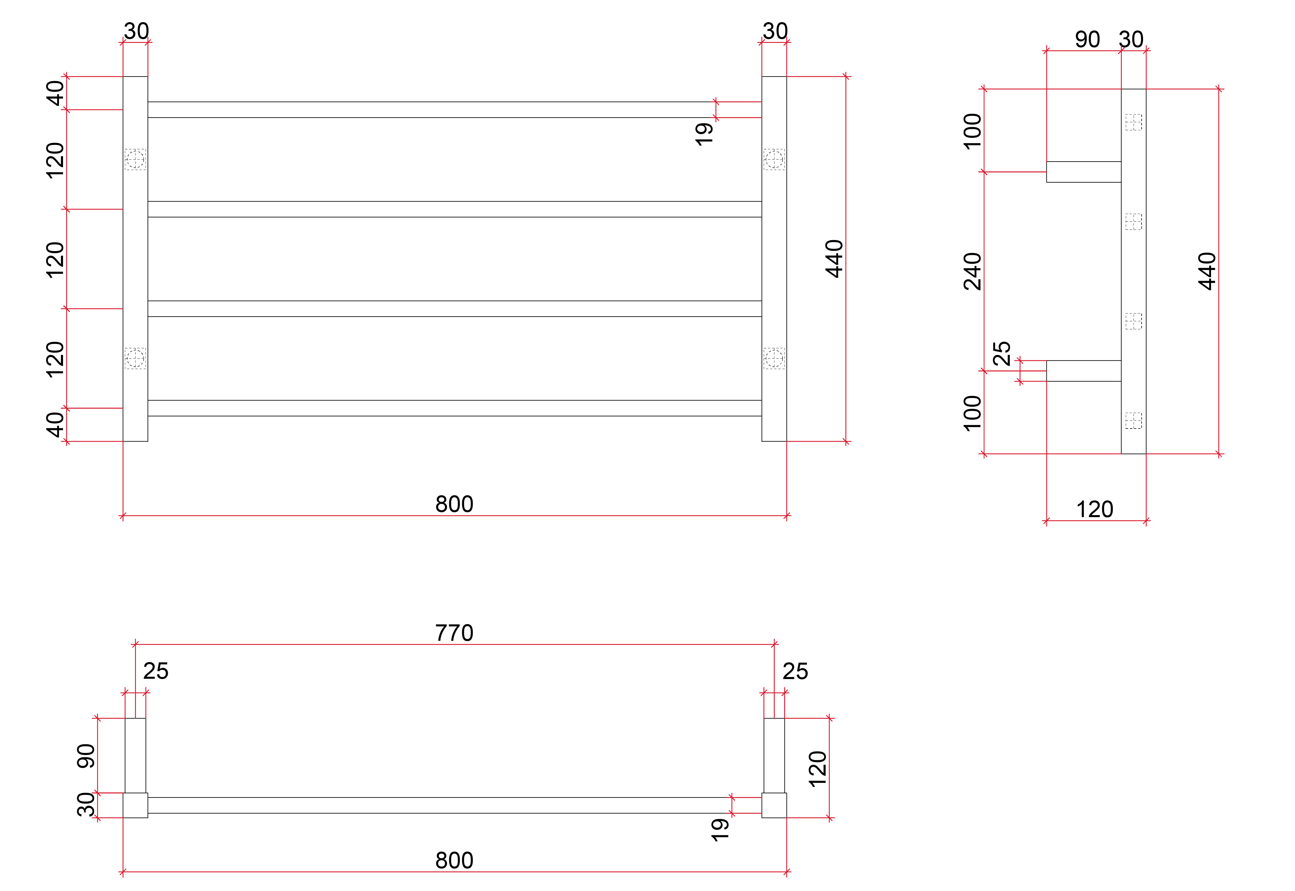 SS81M Straight Square Polished Ladder Heated Towel Rail