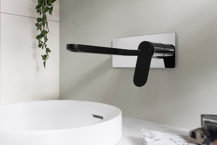 Liberty Wall Basin Set Matte Black & Chrome