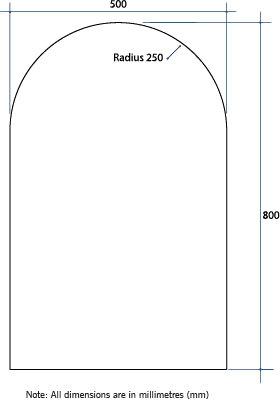 AC5080GTD Church Shape Polished Edge Mirror Glue-to-Wall including demister