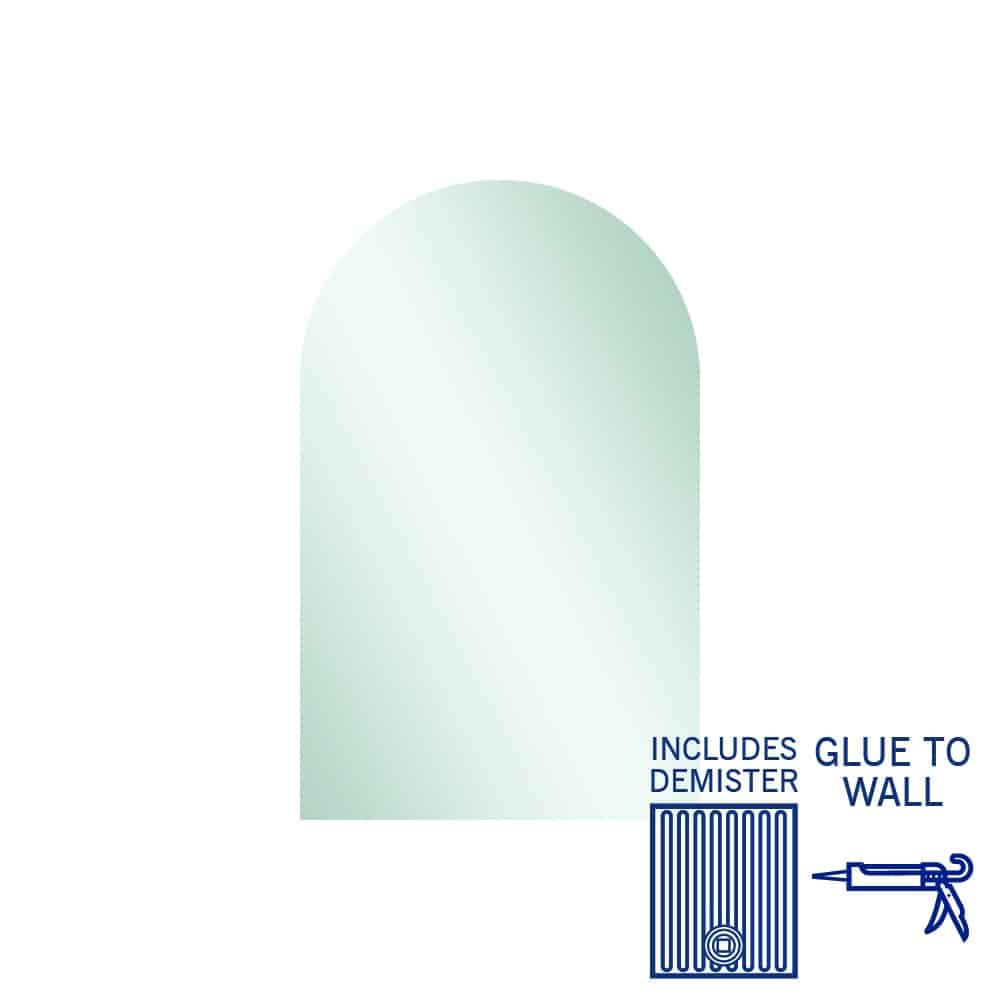 AC5080GTD Church Shape Polished Edge Mirror Glue-to-Wall including demister