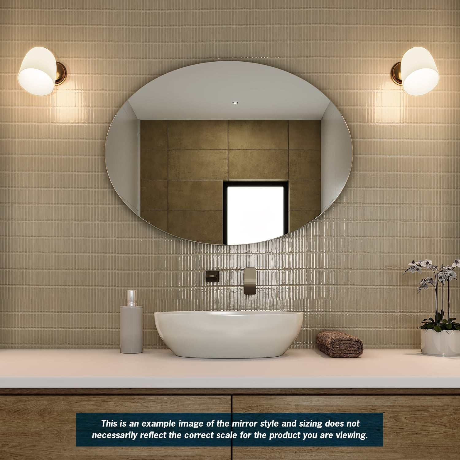 CO6080GTD Oval Polished Edge Mirror with Demister