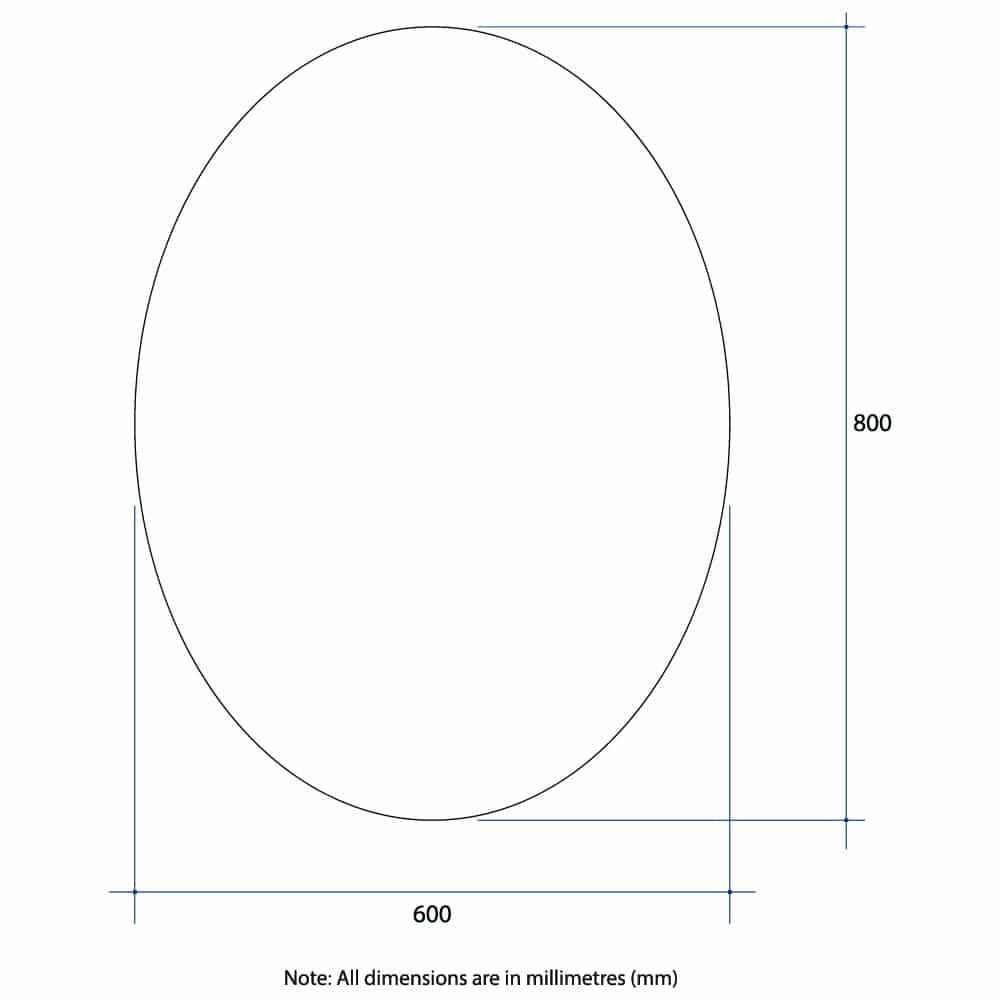 CO6080GTD Oval Polished Edge Mirror with Demister