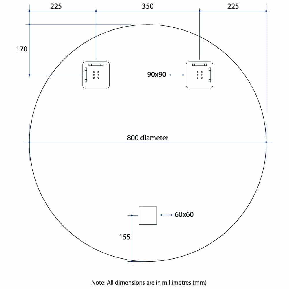 RR8080HND Round Polished Edge Mirror with Demister