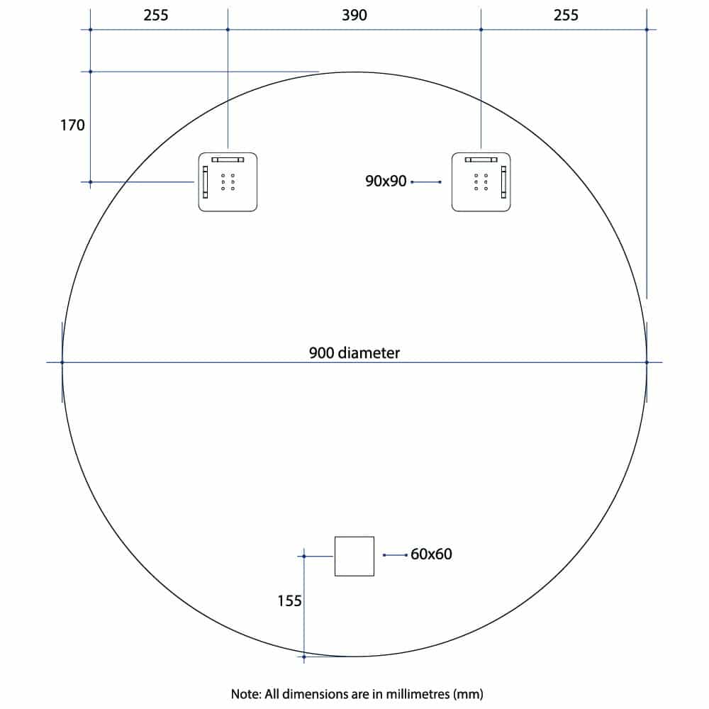 RR9090HND Round Polished Edge Mirror with Demister