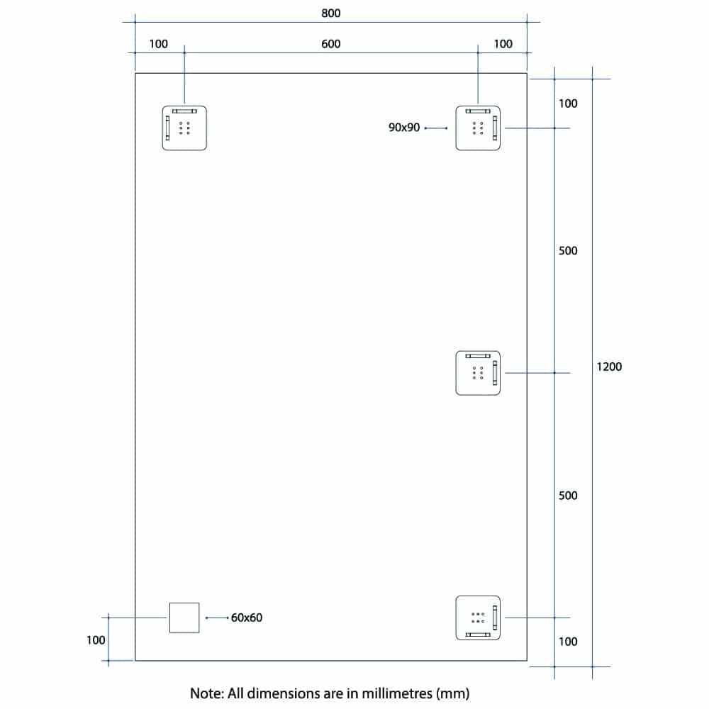 JS1280HND Rectangle Polished Edge Mirror with Demister