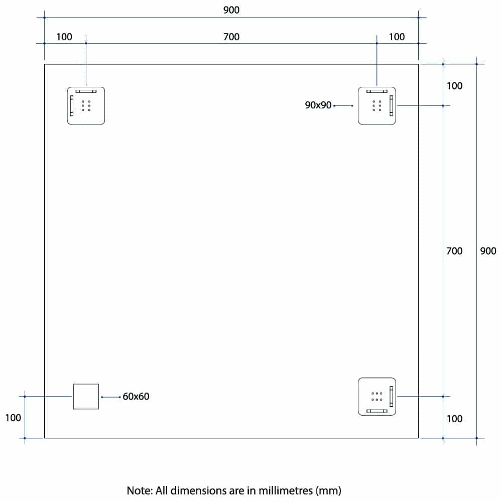 JS9090HND Rectangle Polished Edge Mirror with Demister