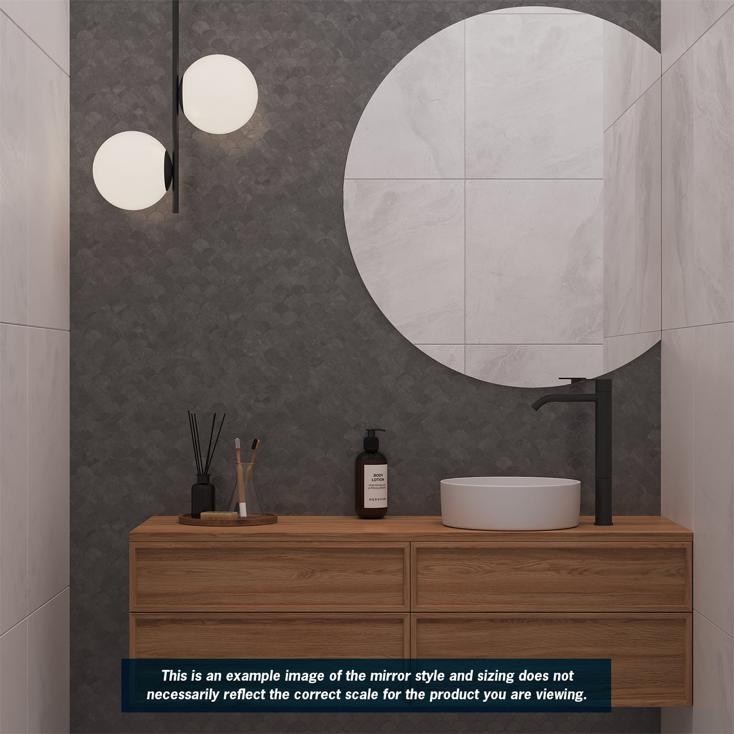 HD9075GT D-Shaped Polished Edge Mirror