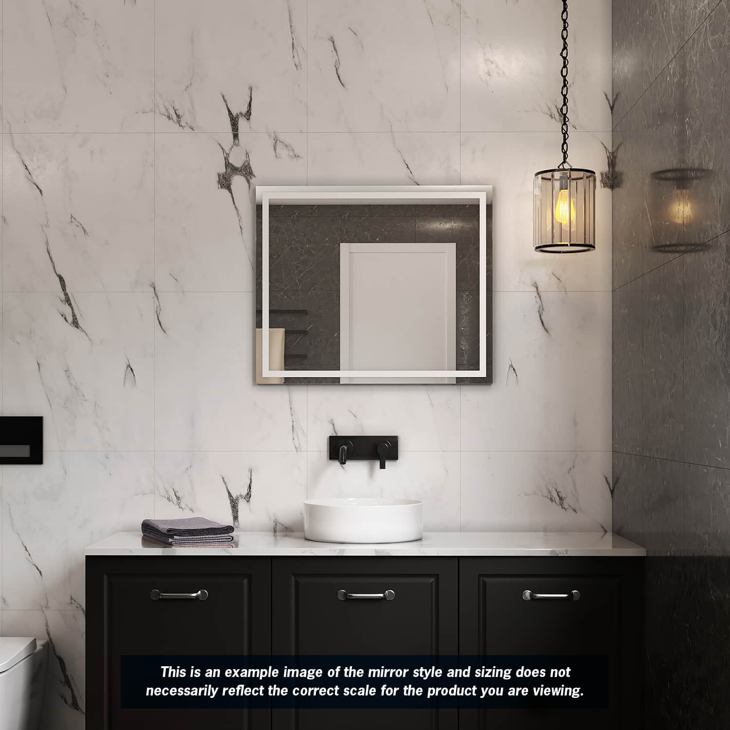 SS1590HND Rectangle Mirror with Sandblasted Border with Demister