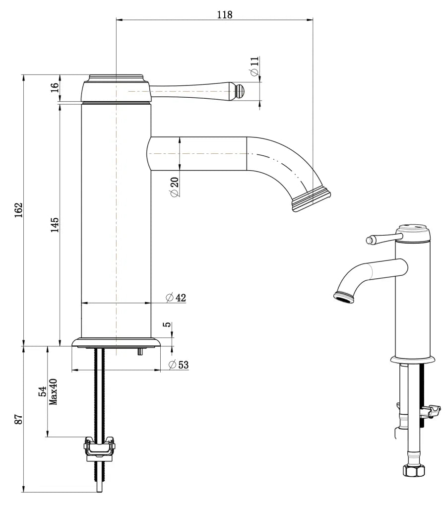 Mica Heritage Basin Mixer - Chrome
