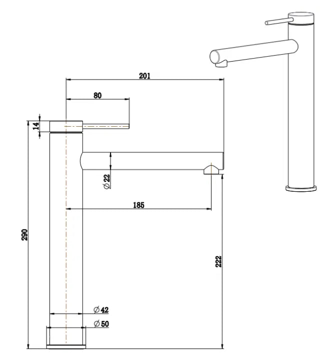 Mica Tall Basin Mixer Straight