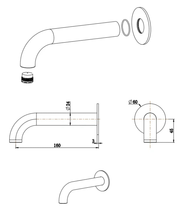 Mica Heritage Bath/Basin Spout – 160/220/250mm – Multiple Colours
