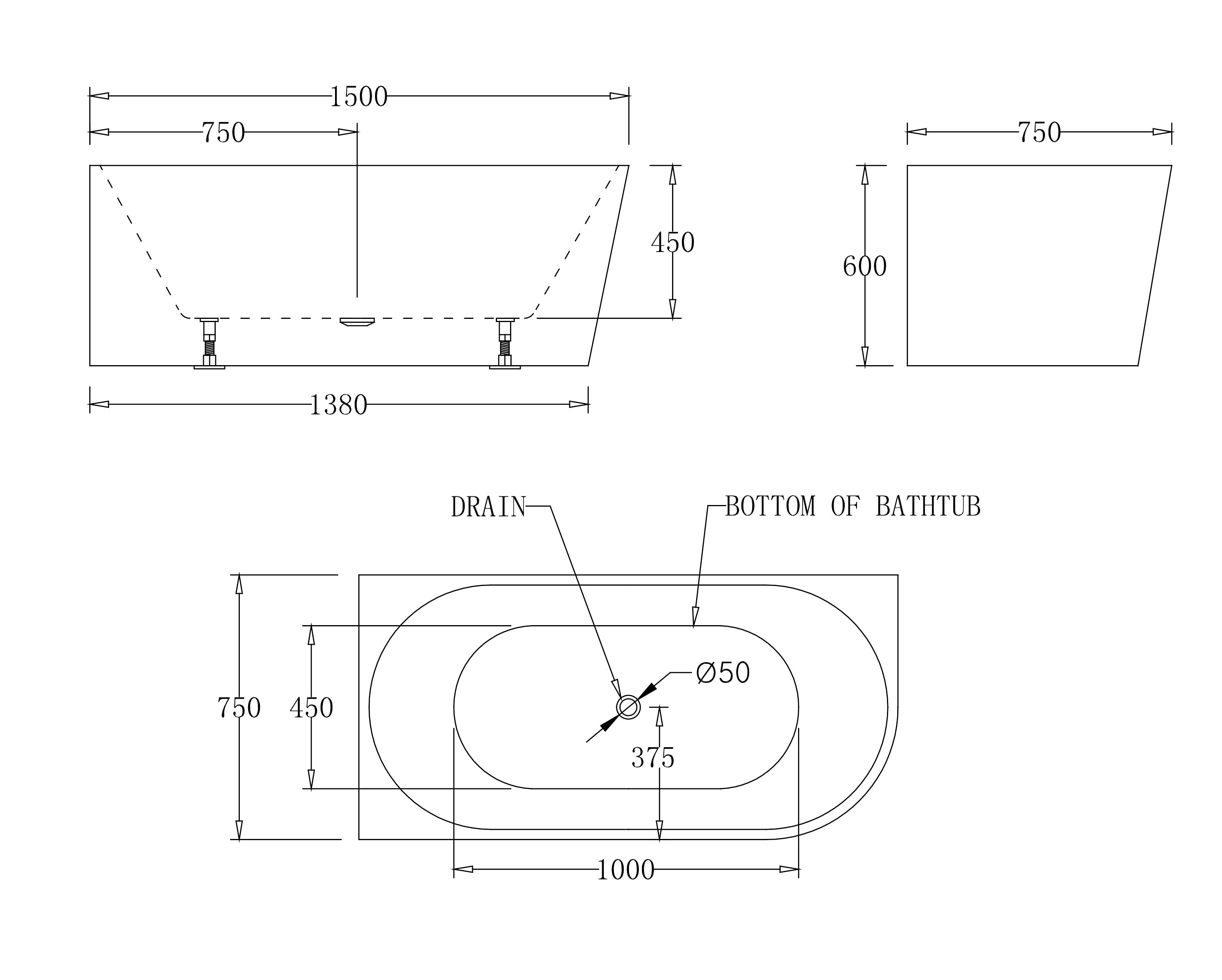 Milan Left Corner Bathtub-BTM1500L