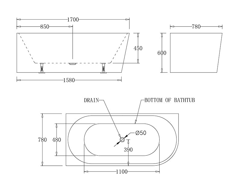 Milan Left Corner Bathtub-BTM1500L