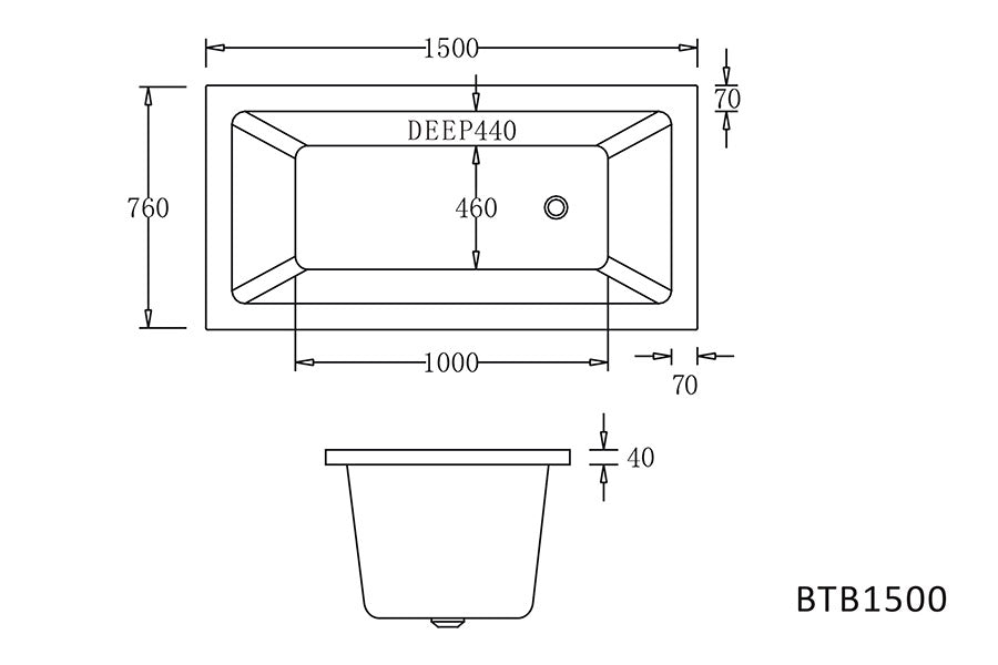 BARI Drop In Spa Bathtub-BTB1500-SPA