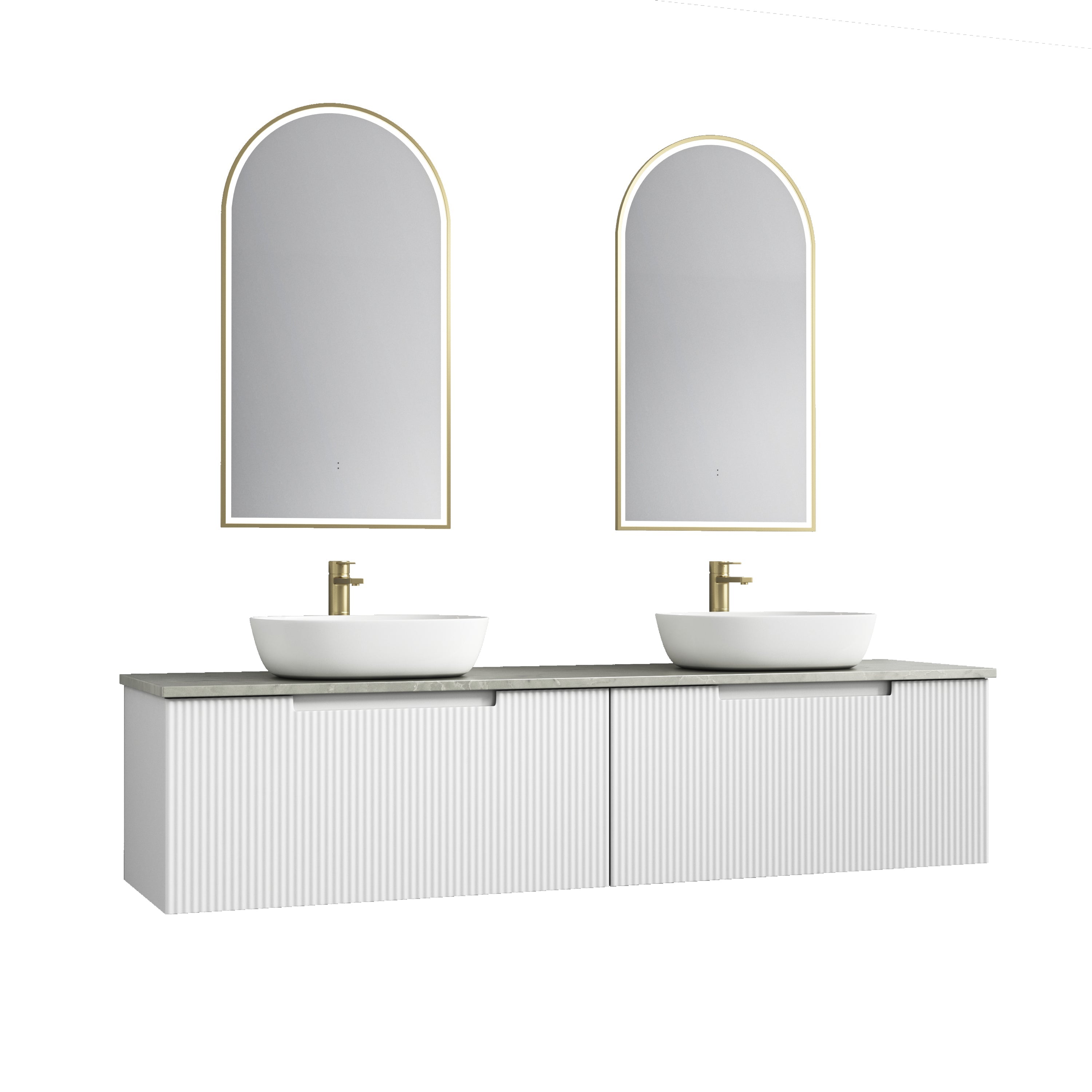 Perla Wall Hung V Groove Matte White Finger Pull Cabinet