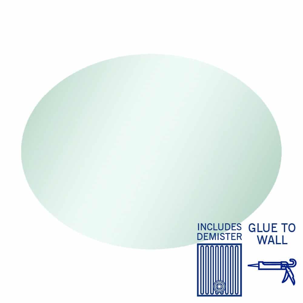 CO6080GTD Oval Polished Edge Mirror with Demister