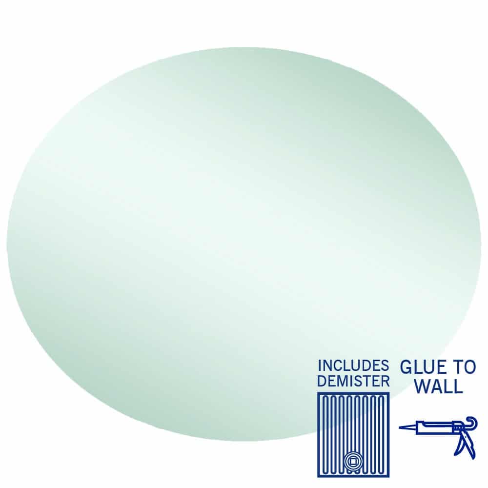 CO9075GTD Oval Polished Edge Mirror with Demister
