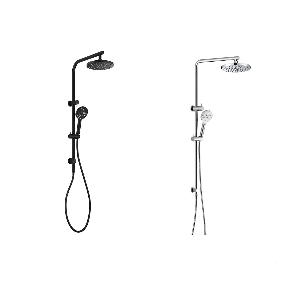 Dual Shower Rail with Rain Fall Head - 'Single Hose' Round