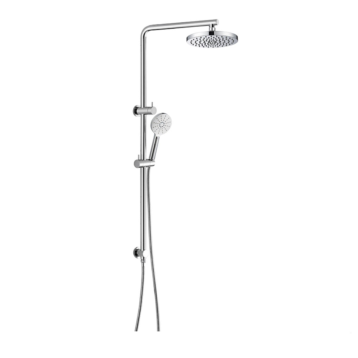 Dual Shower Rail with Rain Fall Head - 'Single Hose' Round