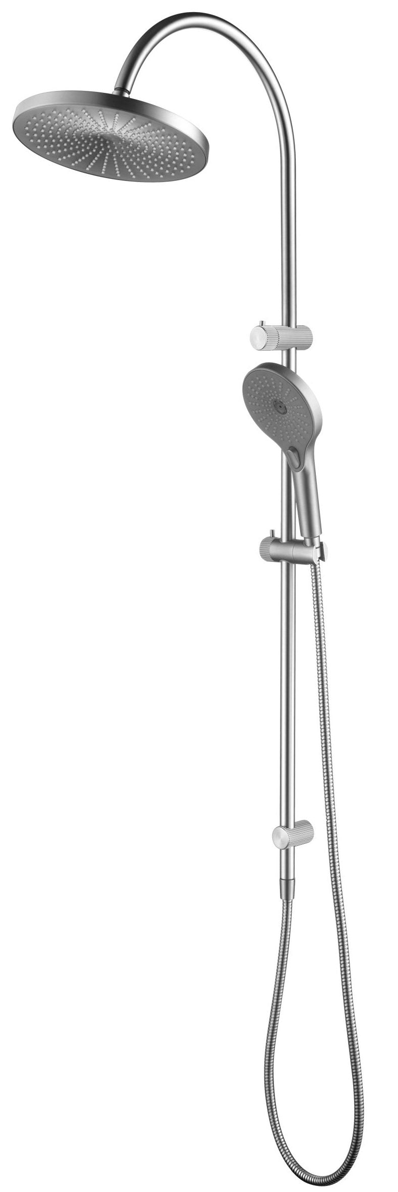 Mica Fluted Gooseneck Dual Shower Rail
